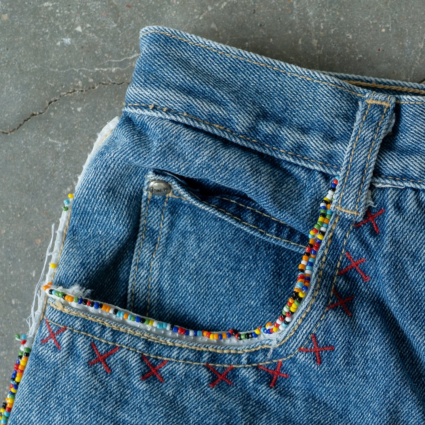 Vintage Beaded Denim Jeans