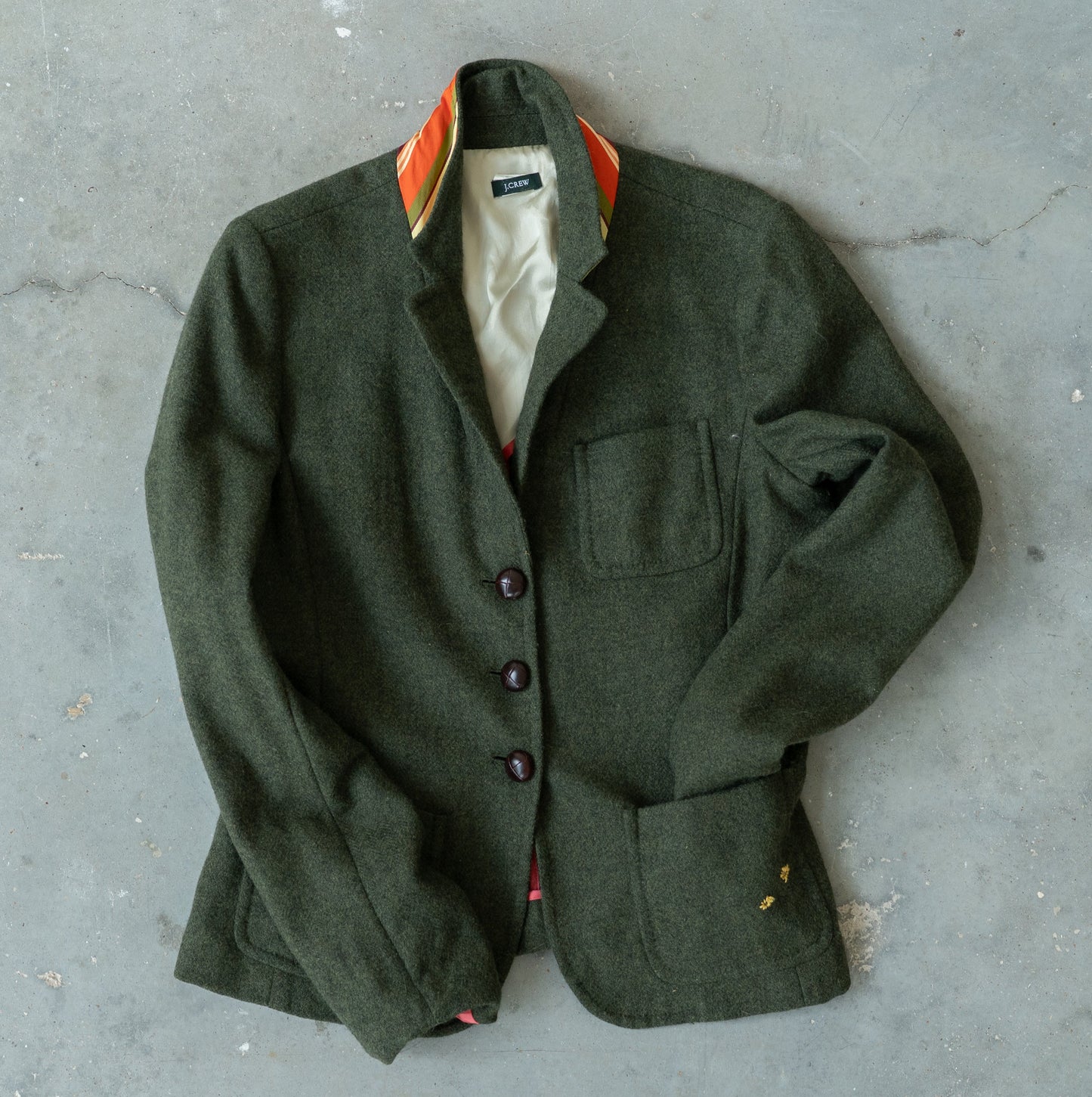 Olive Wool Blazer in Scottish Cloth
