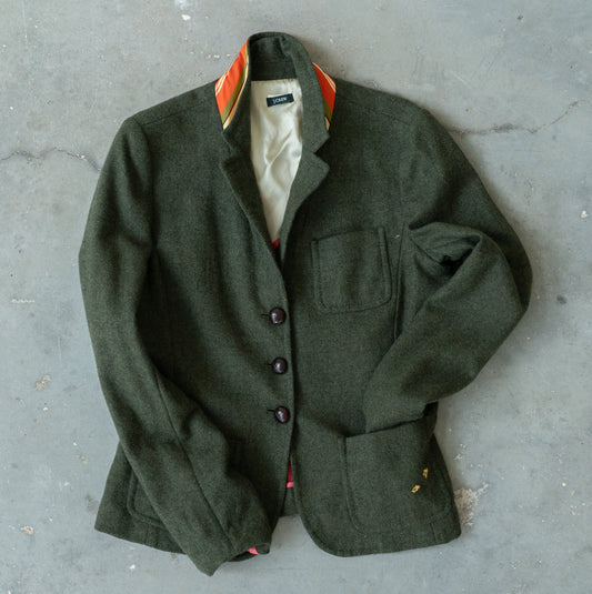 Olive Wool Blazer in Scottish Cloth