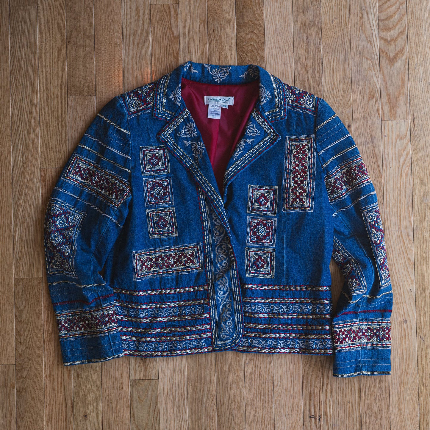 Vintage Embroidered Denim Tapestry Jacket