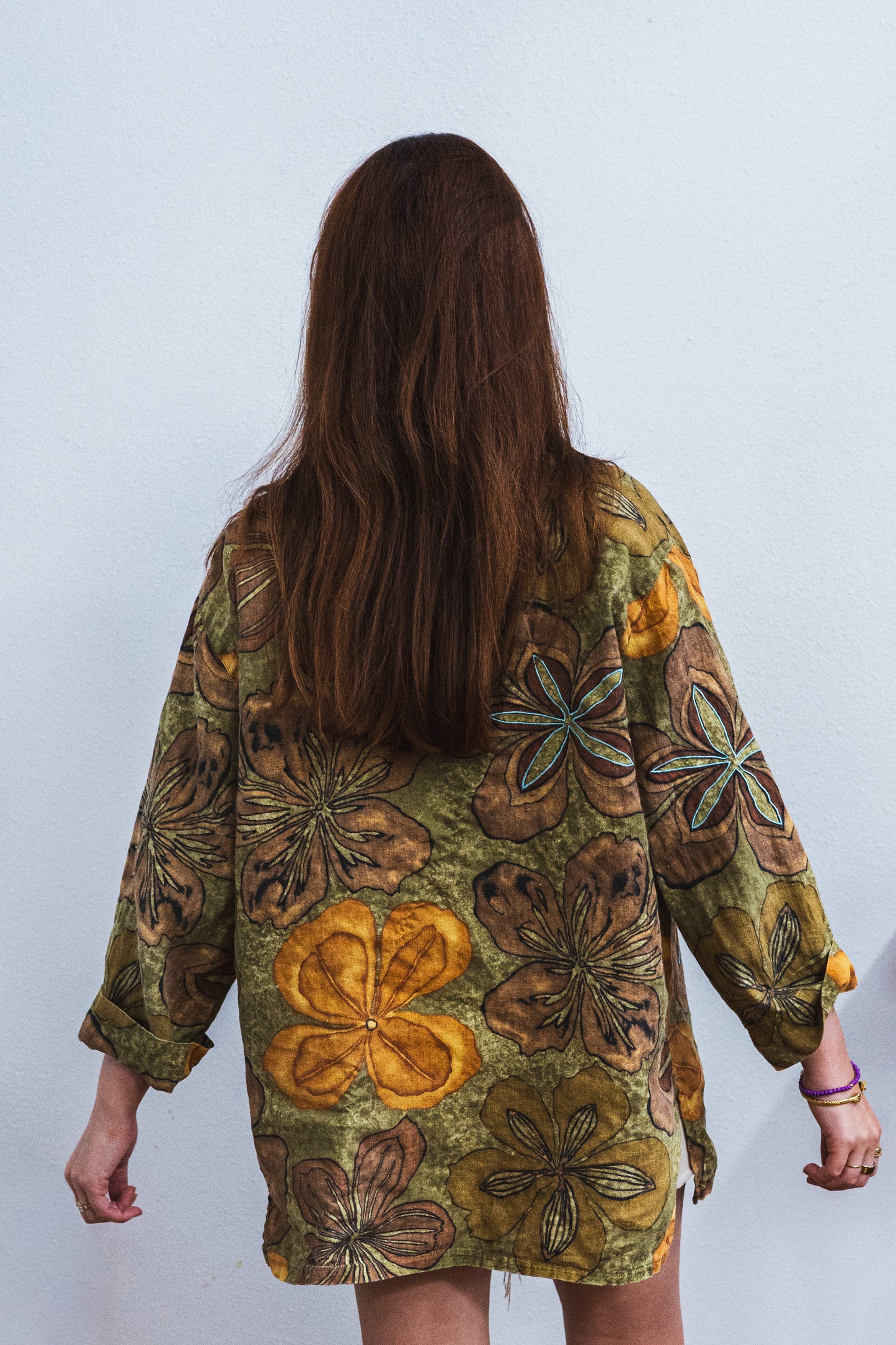 Olive Floral Linen Shirt