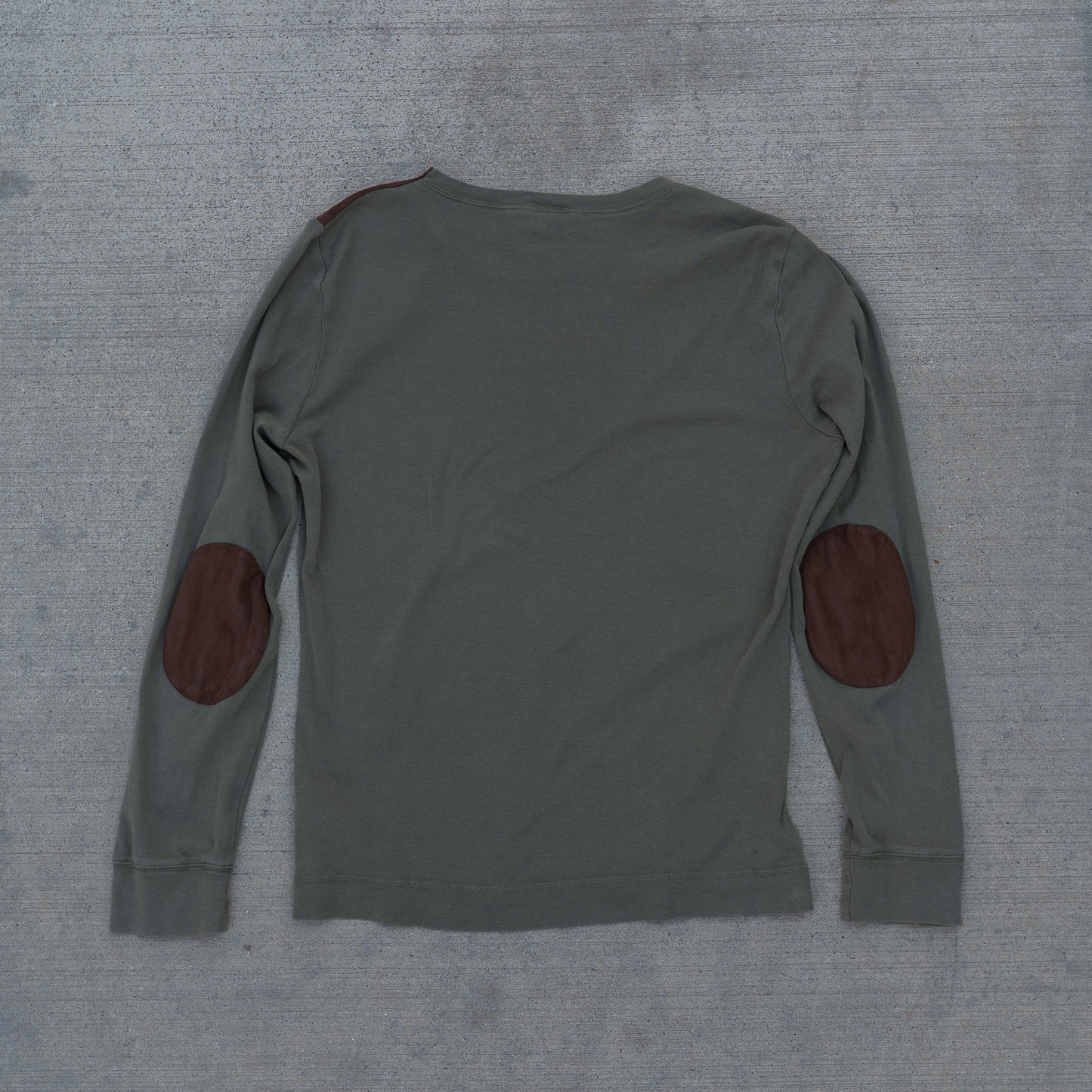 Ralph Lauren Khaki Elbow Patch Long Sleeve Tee