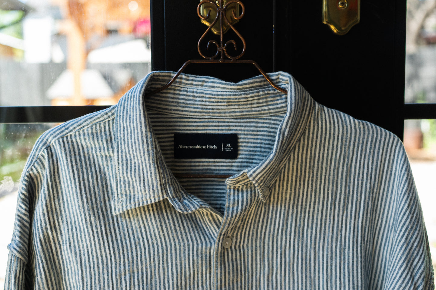 Striped Cotton Linen Button-Up Shirt