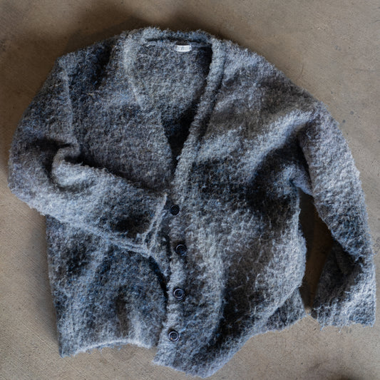 Fuzzy Knit Cardigan - Heather Gray