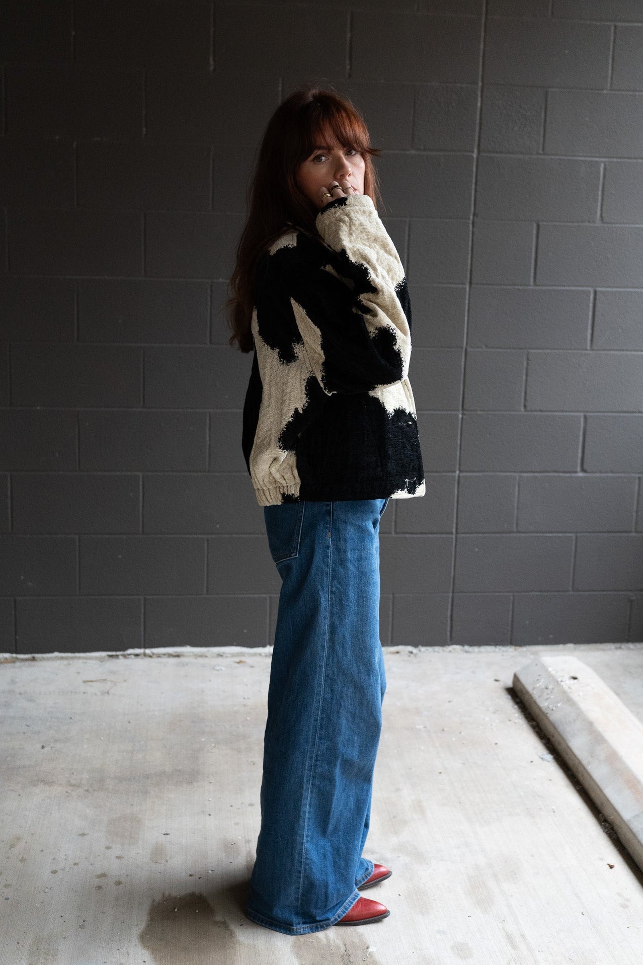 Cropped Cow Print Blazer - Painted Pony