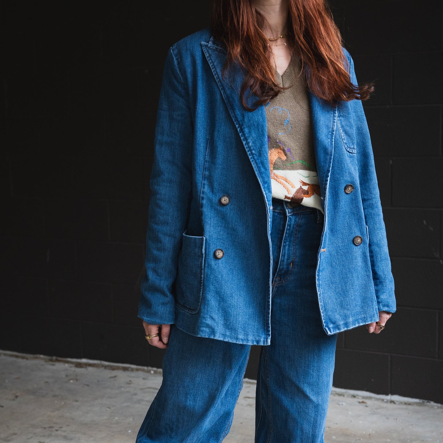 Ralph Lauren Double-Breasted Denim Blazer