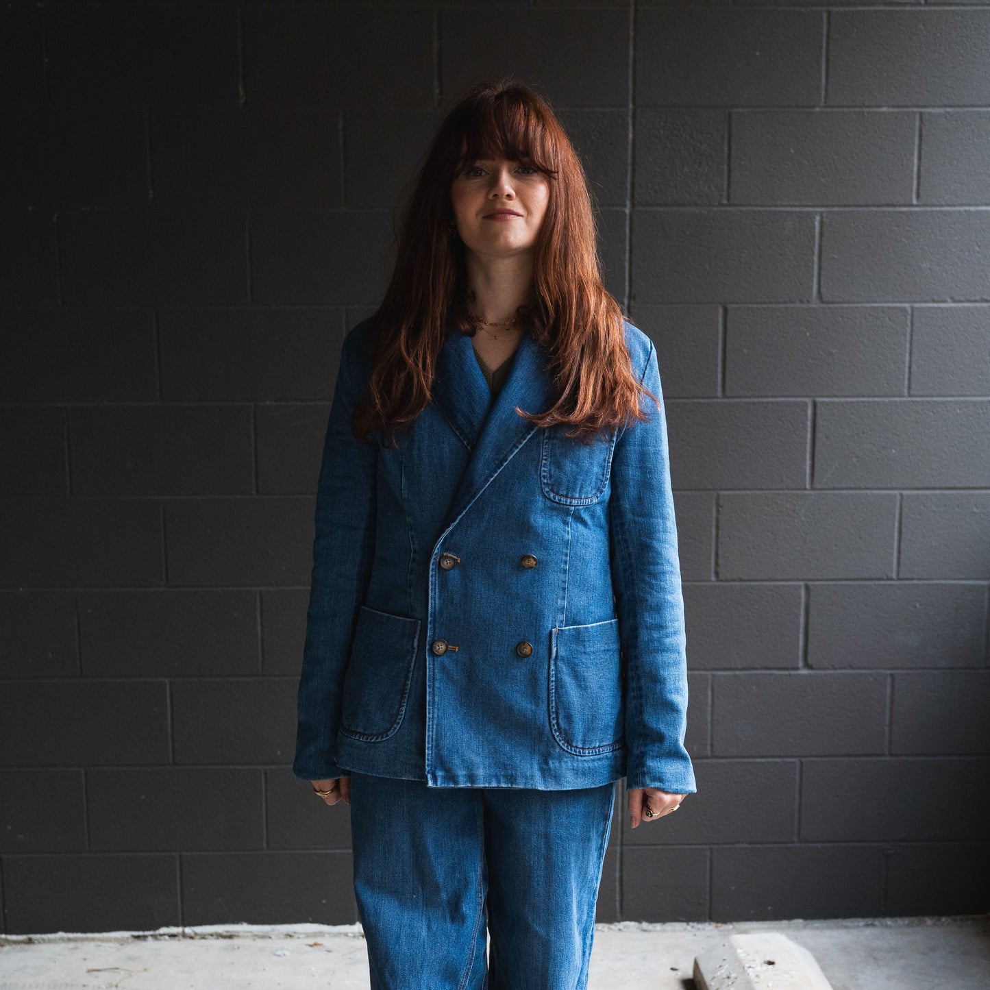 Ralph Lauren Double-Breasted Denim Blazer
