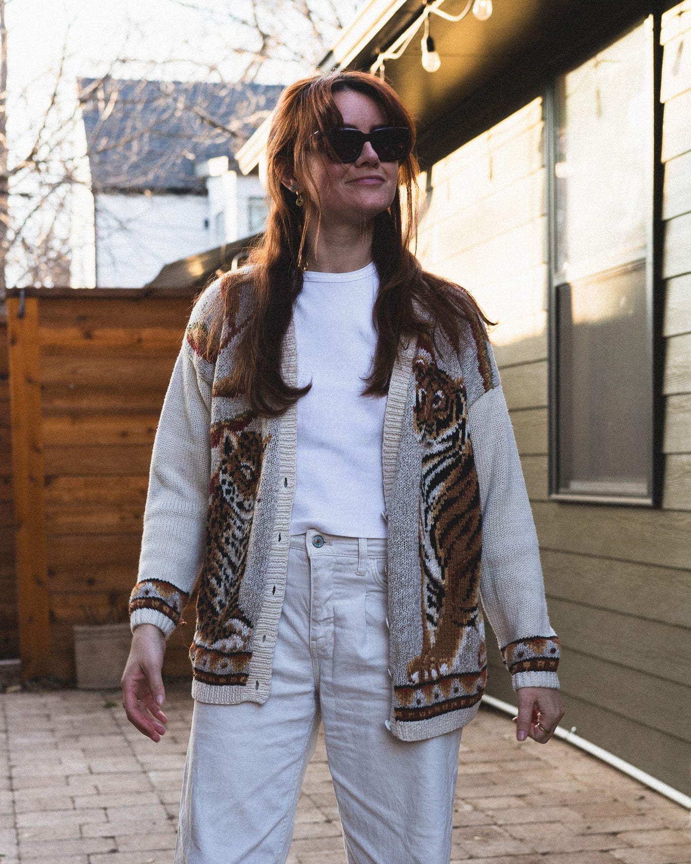 Hand Knit Tiger and Leopard Cardigan