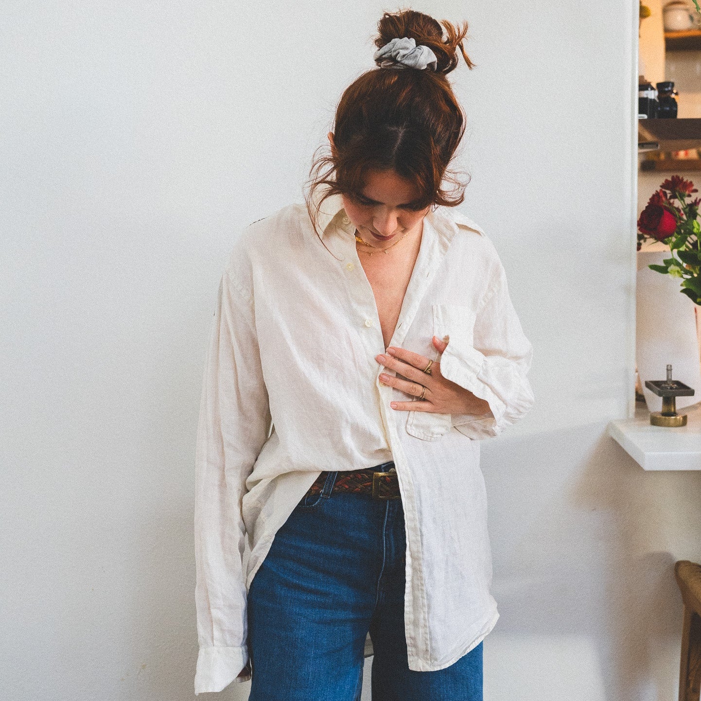 Embroidered Linen Button Down