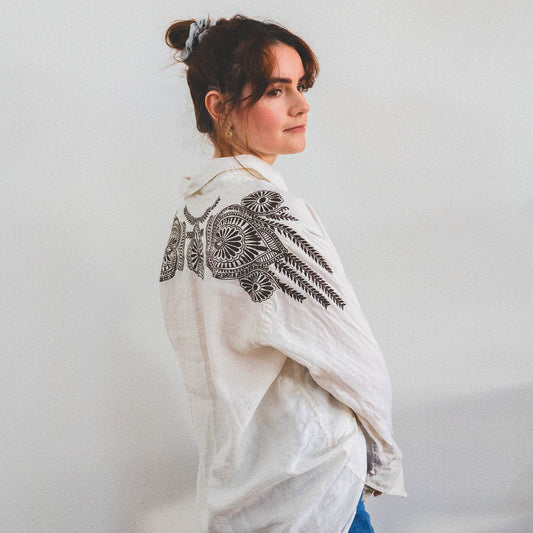 Embroidered Linen Button Down