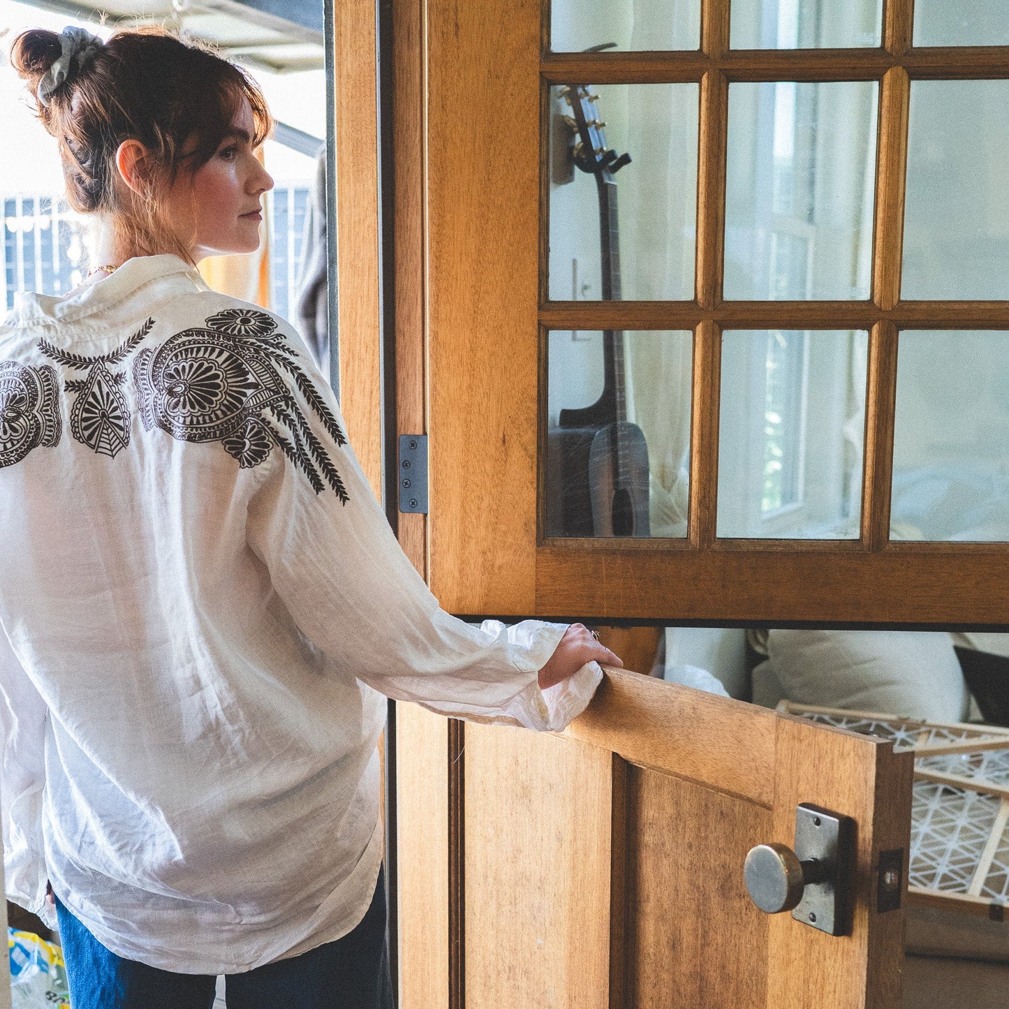 Embroidered Linen Button Down
