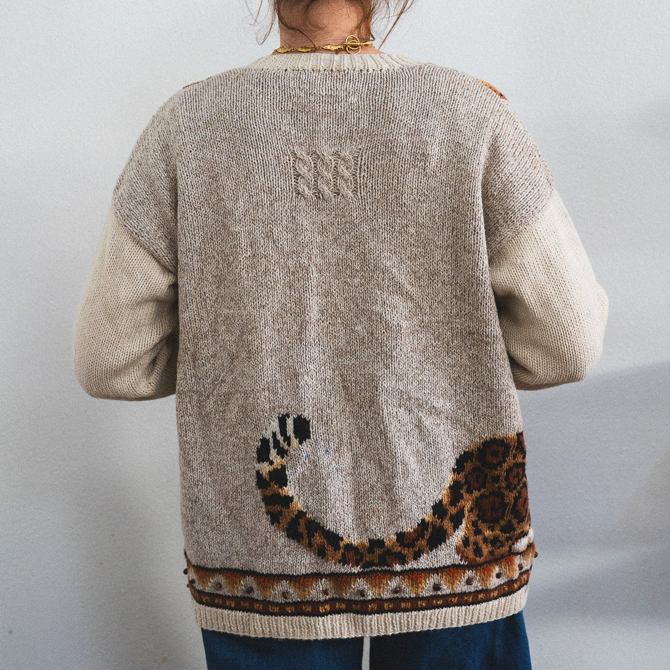 Hand Knit Tiger and Leopard Cardigan