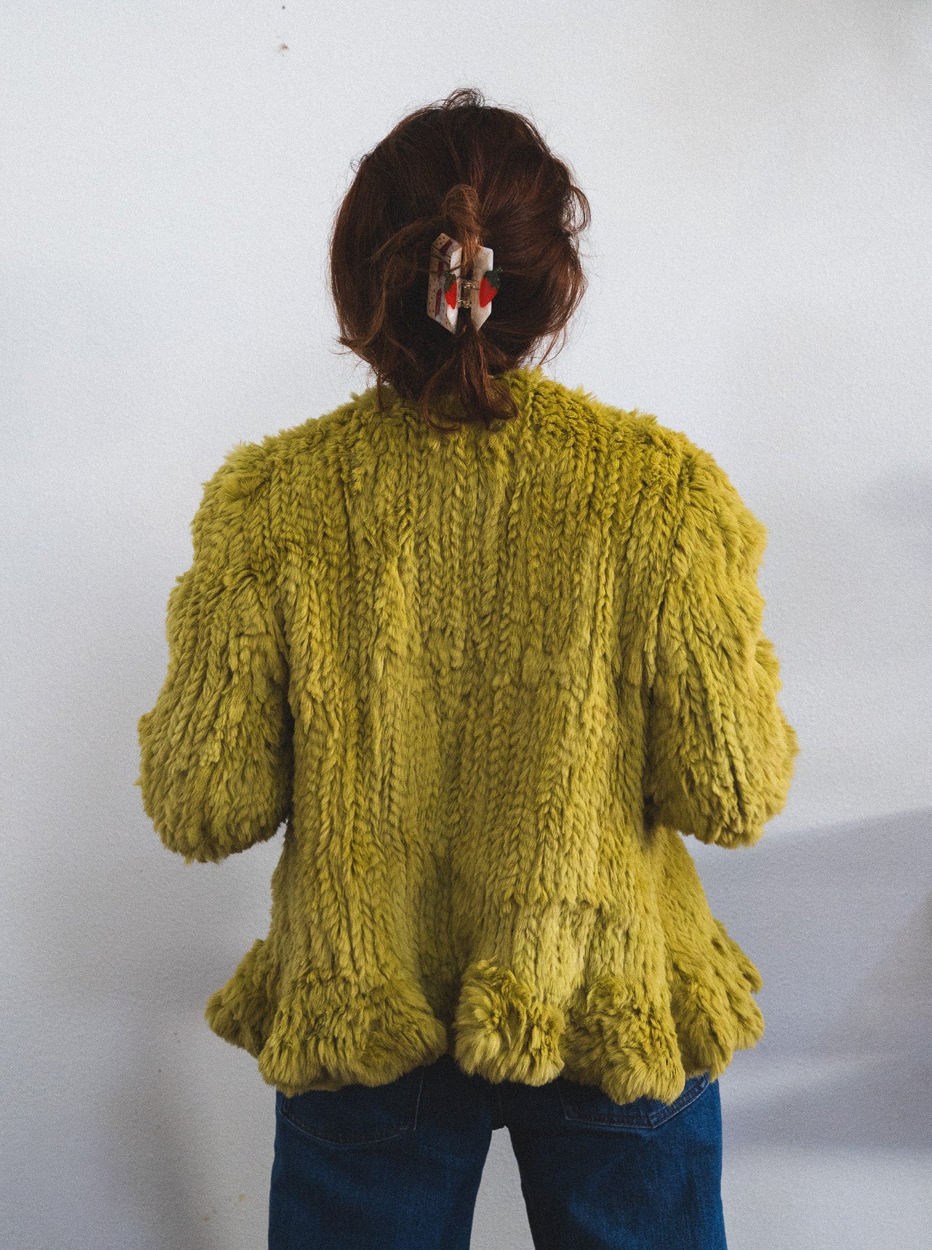 Vintage Chartreuse Rabbit Fur Jacket