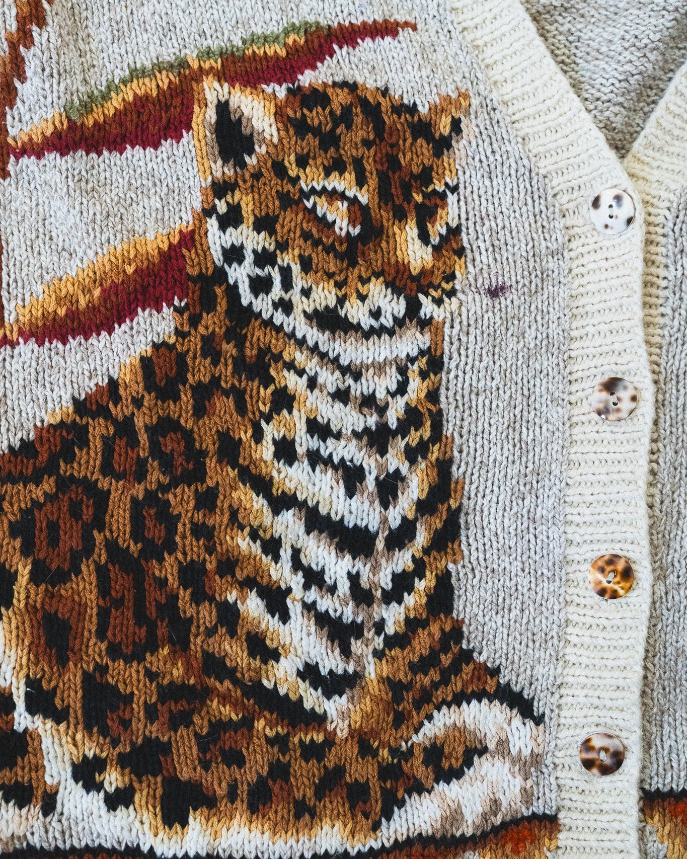 Hand Knit Tiger and Leopard Cardigan