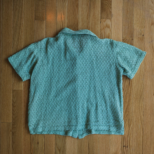 Vintage Mint Textured Knit Cotton Shirt