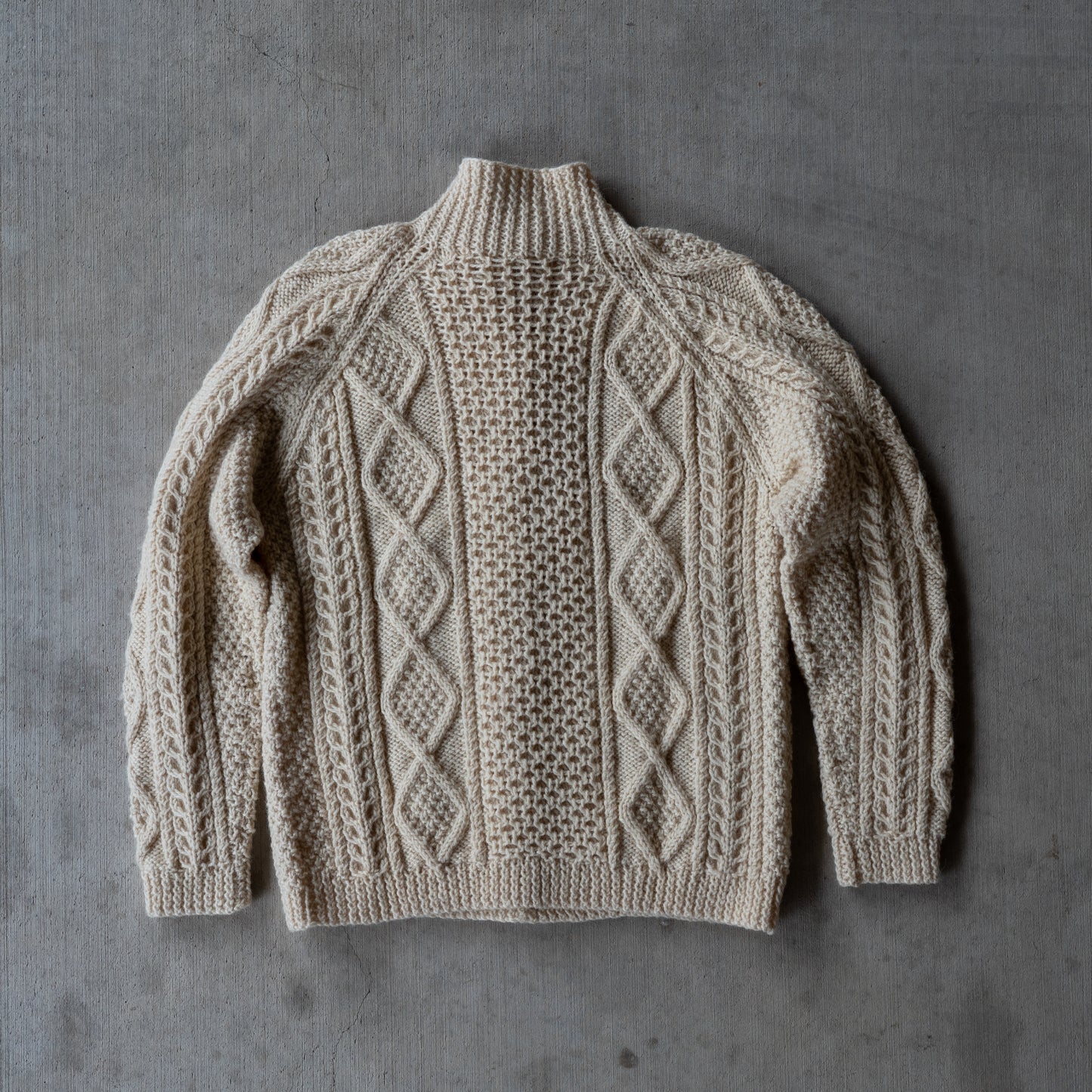 Vintage Hand-Knit Wool Cable Cardigan