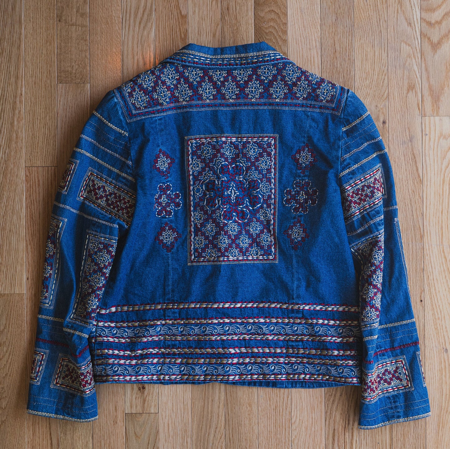 Vintage Embroidered Denim Tapestry Jacket