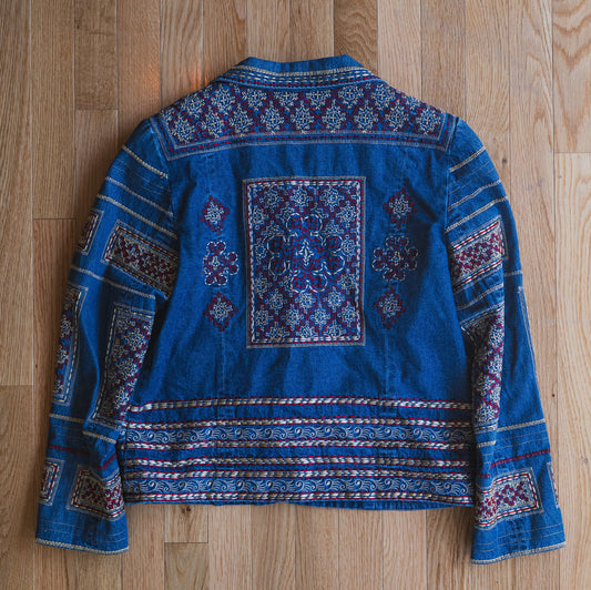 Vintage Embroidered Denim Tapestry Jacket