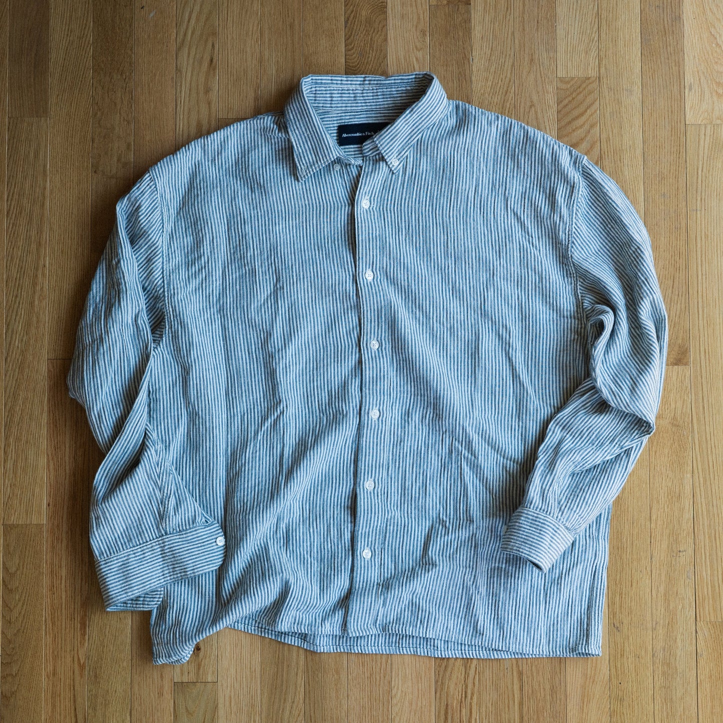Striped Cotton Linen Button-Up Shirt