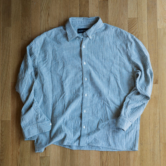 Striped Cotton Linen Button-Up Shirt