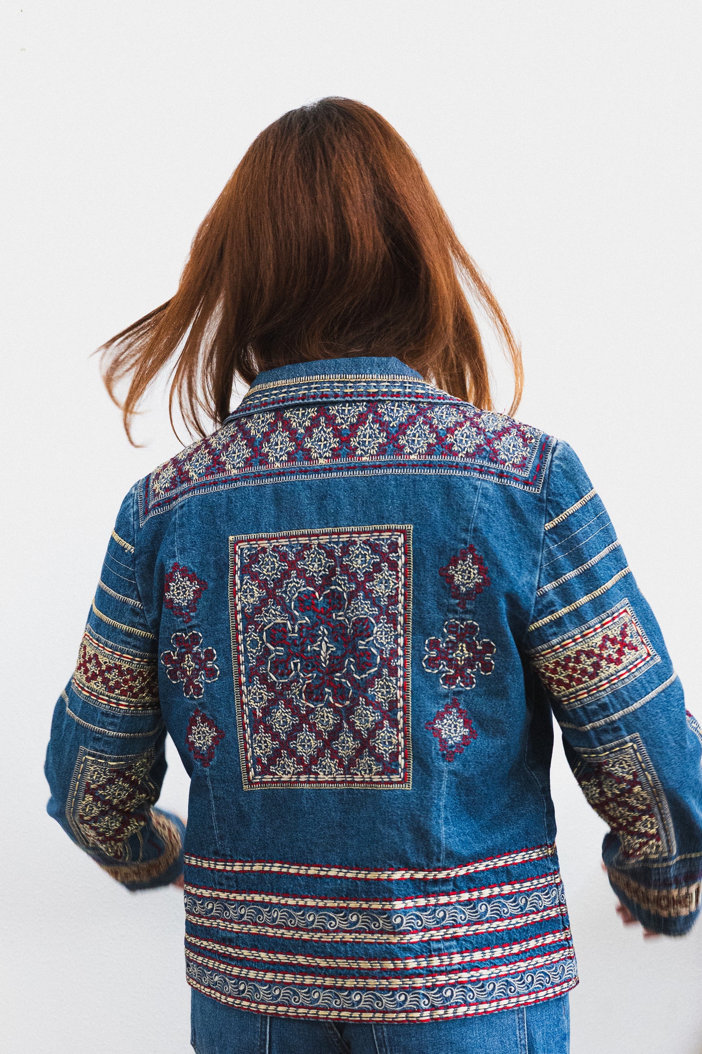 Vintage Embroidered Denim Tapestry Jacket