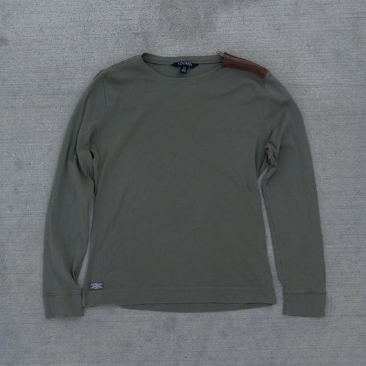 Ralph Lauren Khaki Elbow Patch Long Sleeve Tee