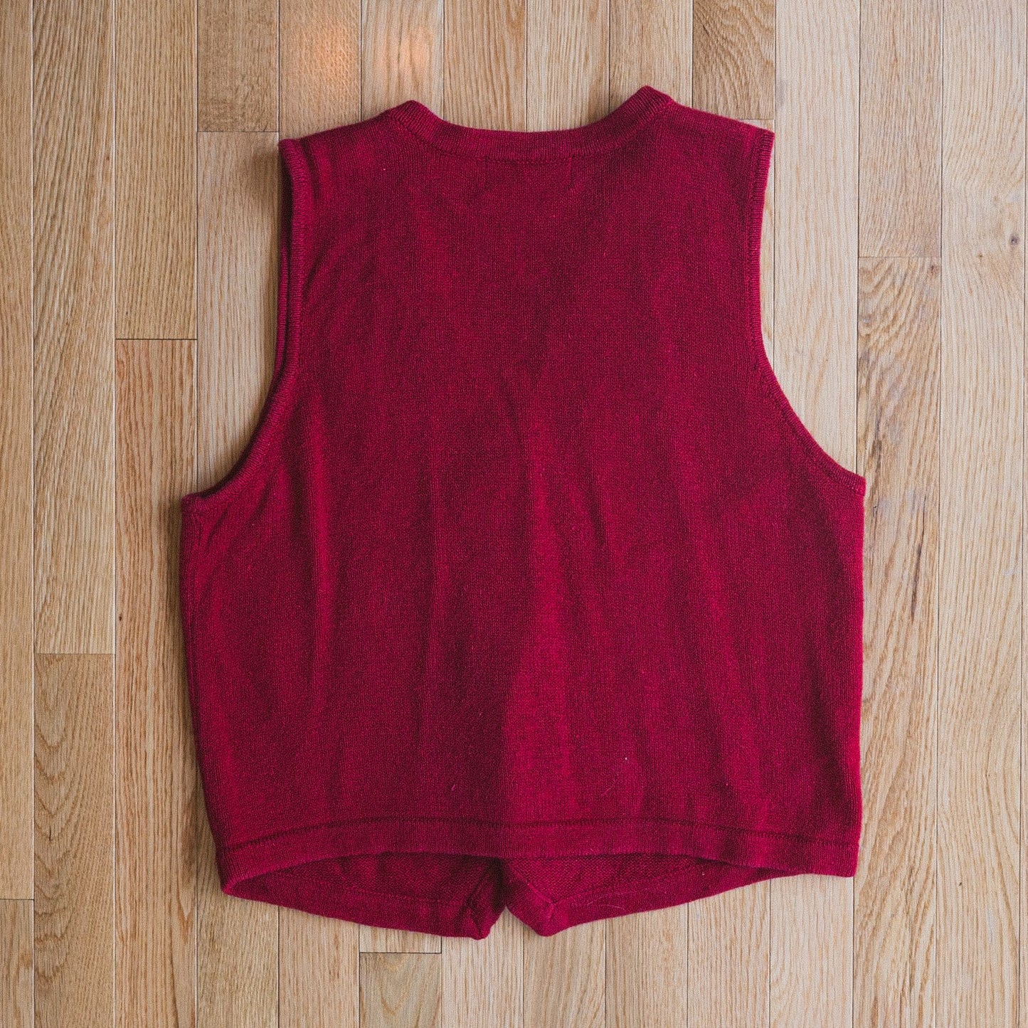 Vintage Red Embroidered Cotton Ramie Vest