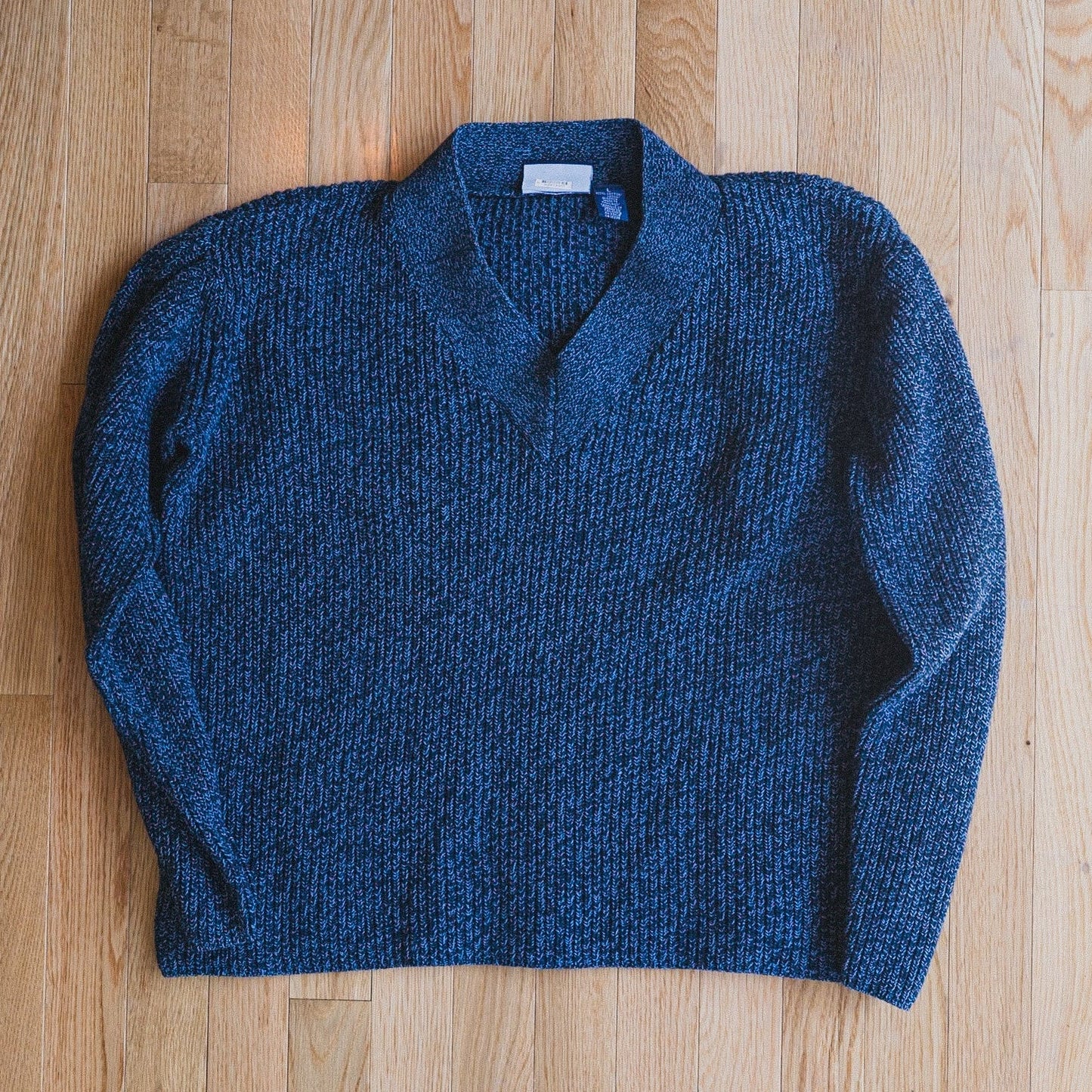 Teal Marled Knit V-Neck Sweater
