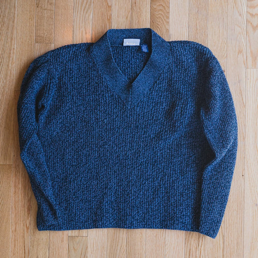 Teal Marled Knit V-Neck Sweater