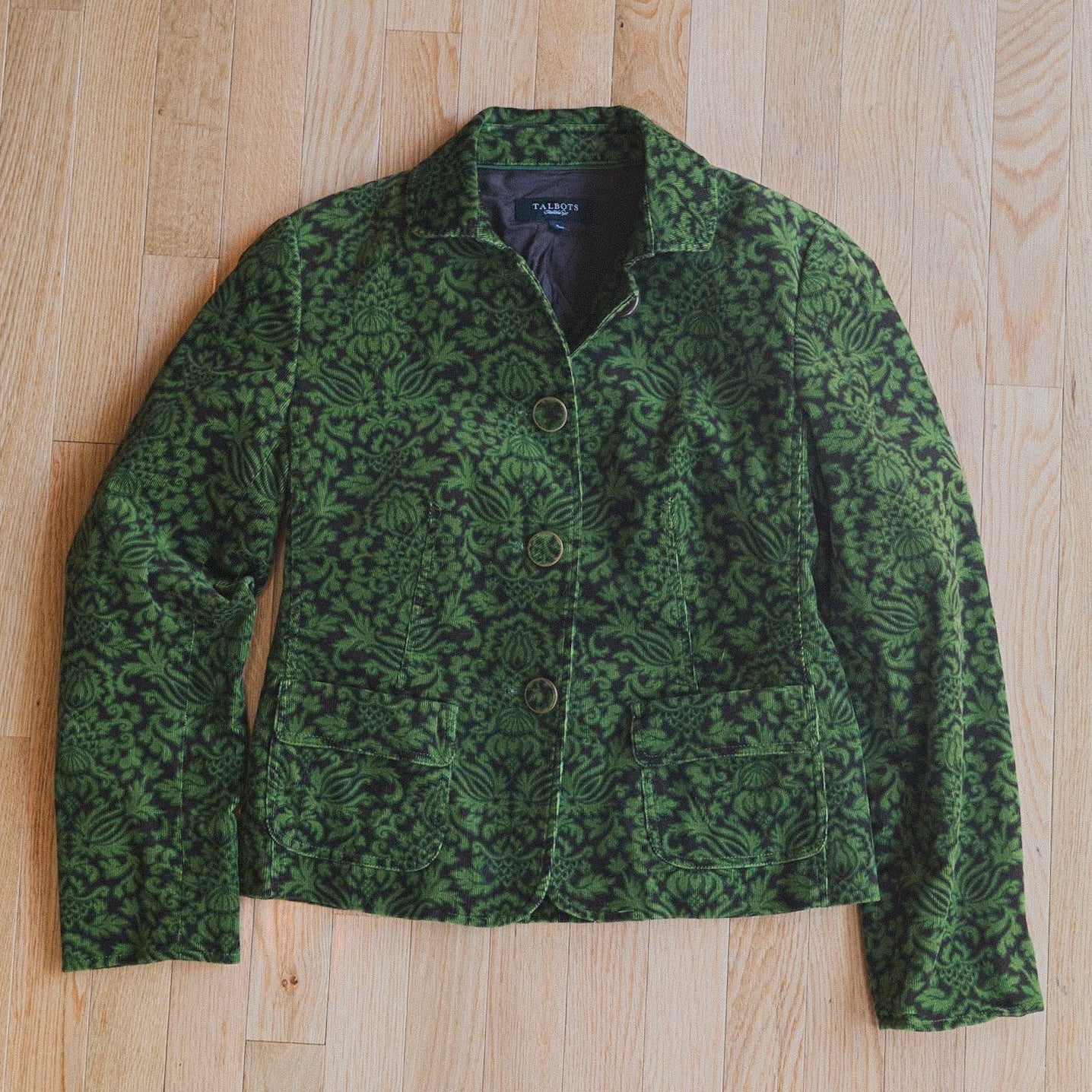 Vintage Green Floral Corduroy Jacket