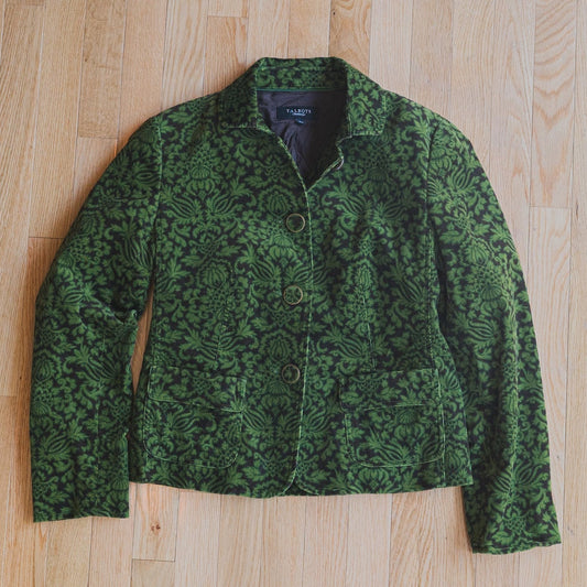 Vintage Green Floral Corduroy Jacket
