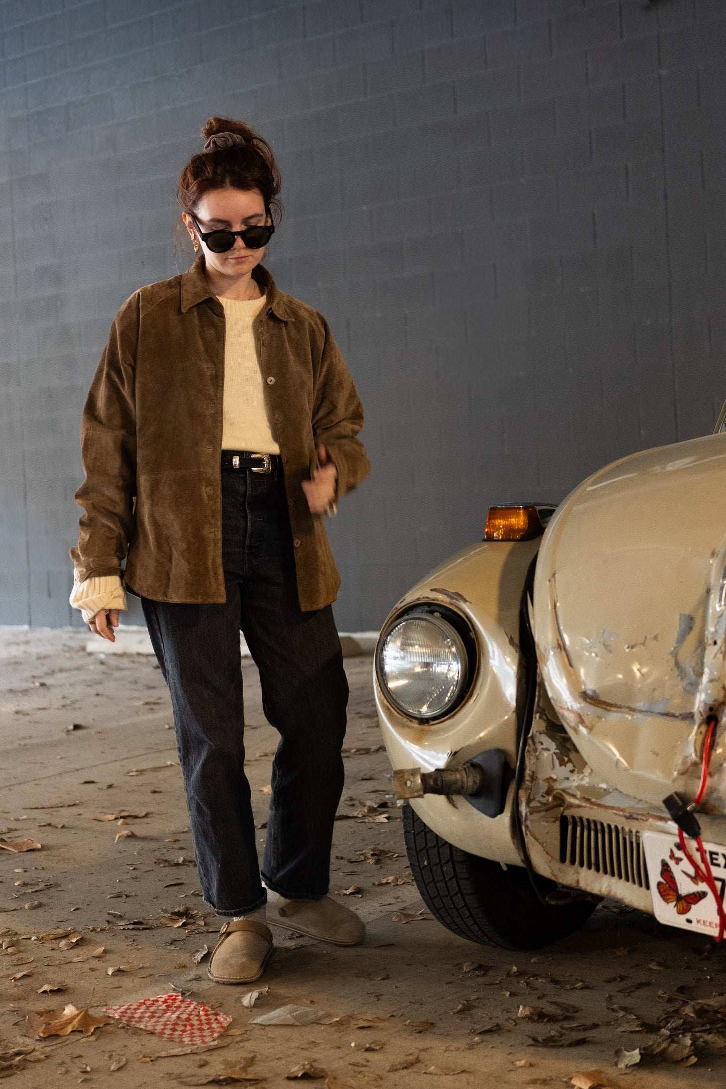Tan Suede Leather Shirt Jacket